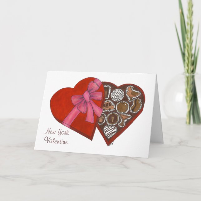 New York City Valentine Chocolate Box Candy NYC Holiday Card (Front)