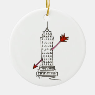 New York City Valentine NYC Skyscraper Cupid Ceramic Ornament