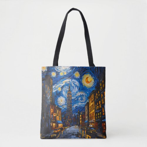 New York City Van Gogh Style Art Design Tote Bag