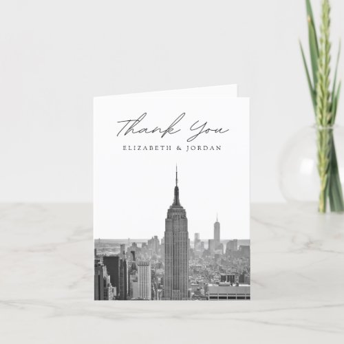 New York City Vertical Blank Black  White Thank You Card