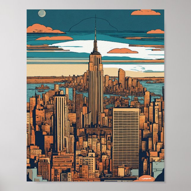  "New York City Vibe: Vector Art Capture" Poster (Front)
