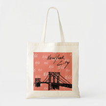 new york city vibes tote bag (coral)