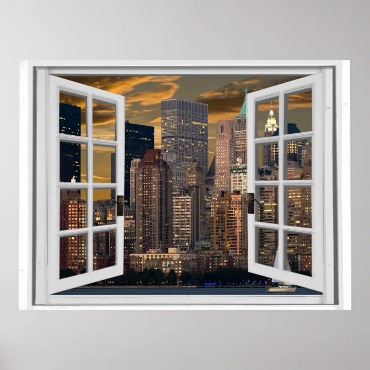 New York City View Fake Window Poster Zazzle