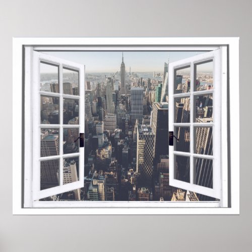 New York City View Faux Window Poster