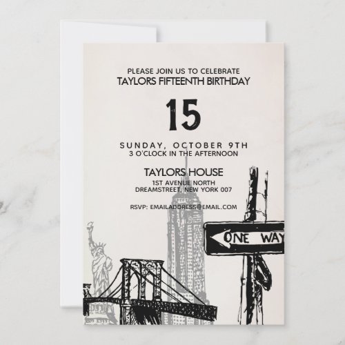 New York City Vintage Birthday Party Invitation