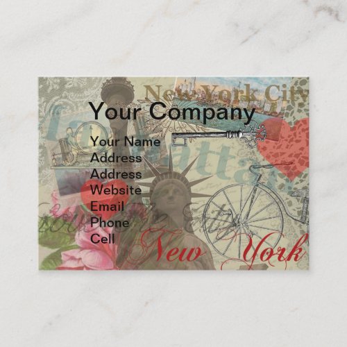 New York City Vintage Liberty Skyline Symbol Art Business Card