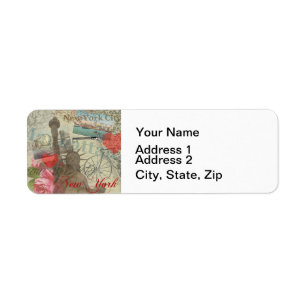 New York City Vintage Liberty Skyline Symbol Art Label