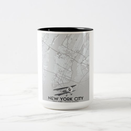 New York City Vintage style map Two_Tone Coffee Mug
