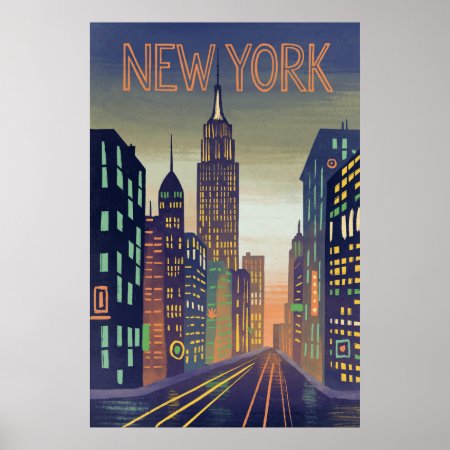 New York City Vintage Style Travel Poster