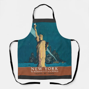 New York City Vintage Travel Liberty Skyline Apron