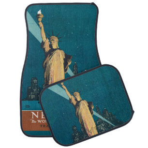 New York City Vintage Travel Liberty Skyline Car Floor Mat