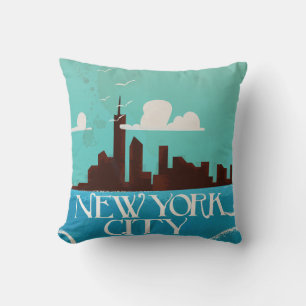 New York City vintage travel poster Throw Pillow