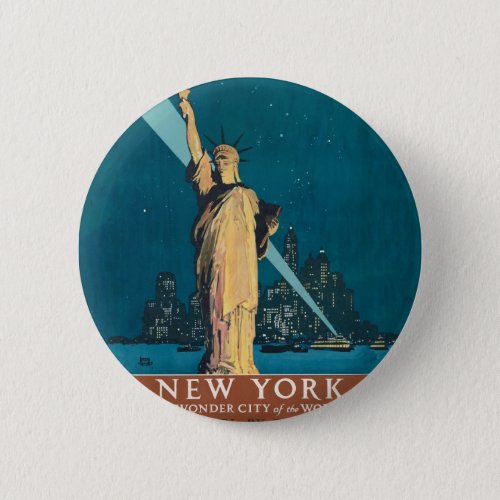 New York City Vintage Travel Poster Tote Button