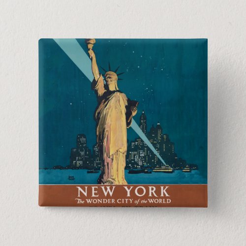 New York City Vintage Travel Poster Tote Button