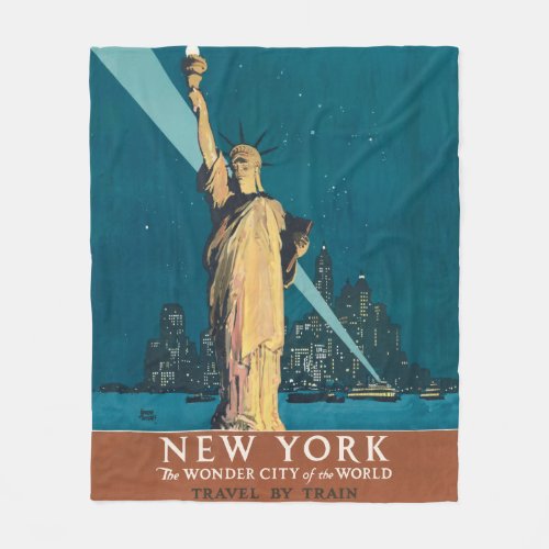 New York City Vintage Travel Poster Tote Fleece Blanket