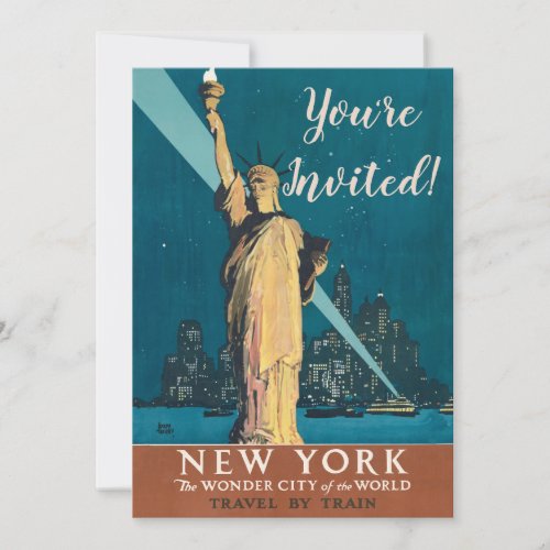 New York City Vintage Travel Poster Tote Invitation