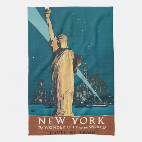 New York City Vintage Travel Poster Tote Kitchen Towel