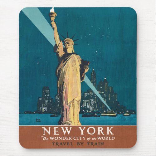 New York City Vintage Travel Poster Tote Mouse Pad
