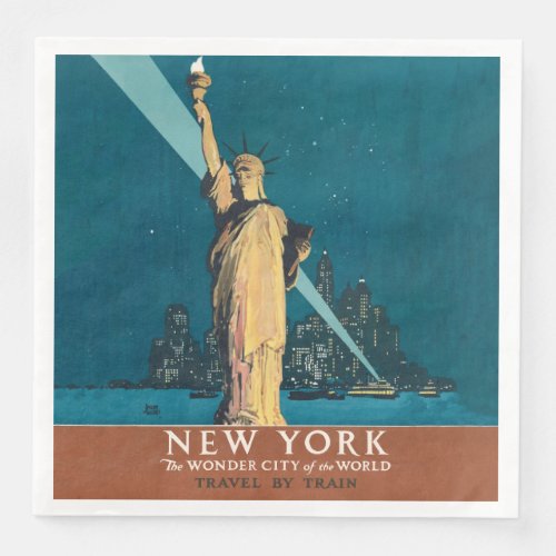 New York City Vintage Travel Poster Tote Paper Dinner Napkins