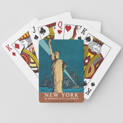 New York City Vintage Travel Poster Tote Playing Cards