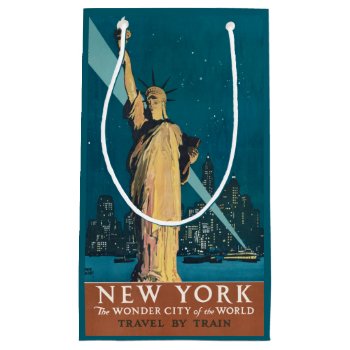 New York City Vintage Travel Poster Tote Small Gift Bag by antiqueart at Zazzle