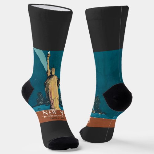 New York City Vintage Travel Poster Tote Socks