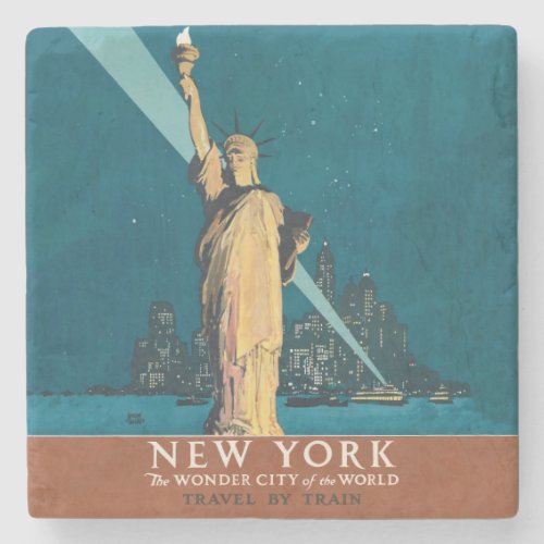 New York City Vintage Travel Poster Tote Stone Coaster