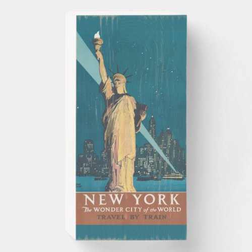 New York City Vintage Travel Poster Tote Wooden Box Sign