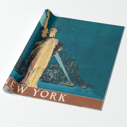 New York City Vintage Travel Poster Tote Wrapping Paper