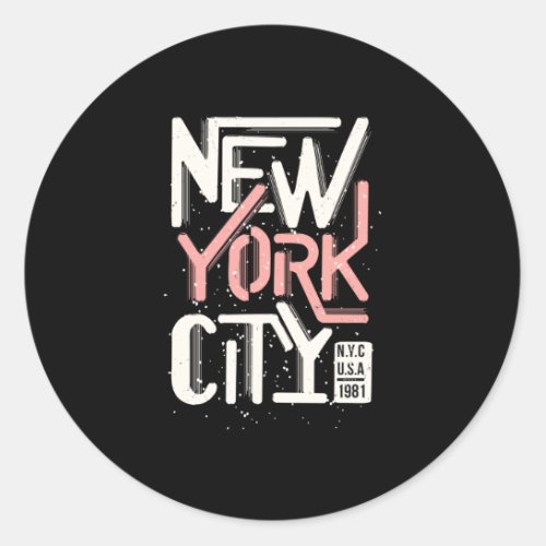 New York City Vintage Typography Classic Round Sticker