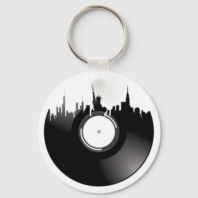 New York City Vinyl Record Keychain (Front)