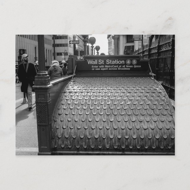 New York City Wall Street Photo in Black & White Postcard (Front)