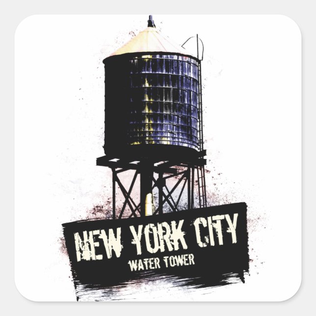 New York City Water Tower Square Sticker (Front)