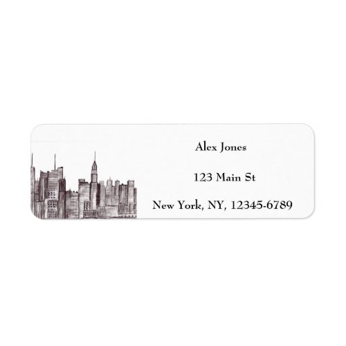 New York city watercolor Manhattan skyline  Label