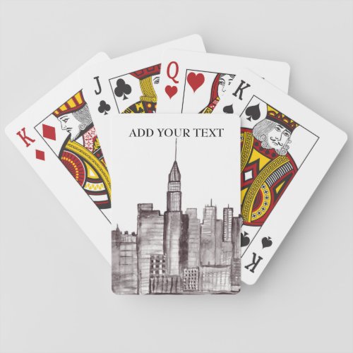 New York city watercolor Manhattan skyline Playing Cards