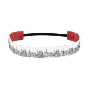 New York City Watercolor skyline modern black Athletic Headband