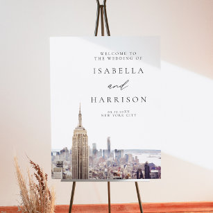 NEW YORK CITY Watercolor Skyline Wedding Welcome F Foam Board