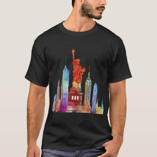 New York City Watercolor Statue Of Liberty NYC T-Shirt