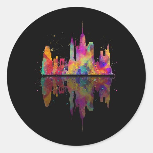 New York City Watercolour Statue of Liberty NYC Co Classic Round Sticker