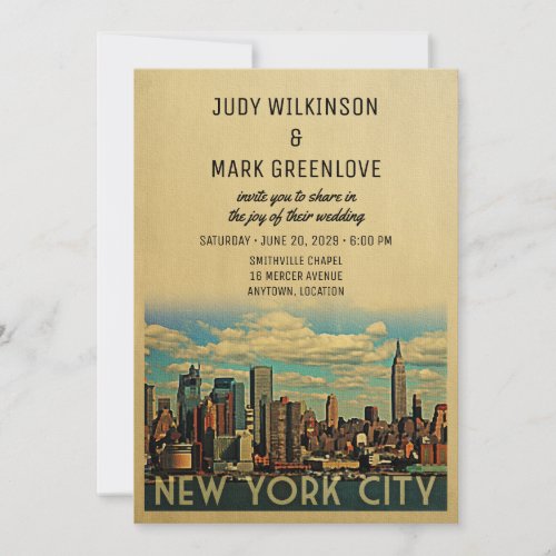 New York City Wedding Invitation Vintage NYC