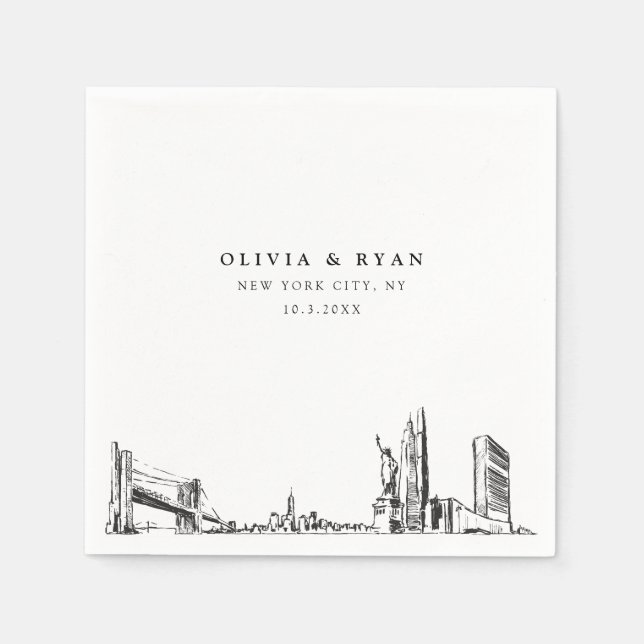 New York City Wedding Minimalist Paper  Napkins (Front)