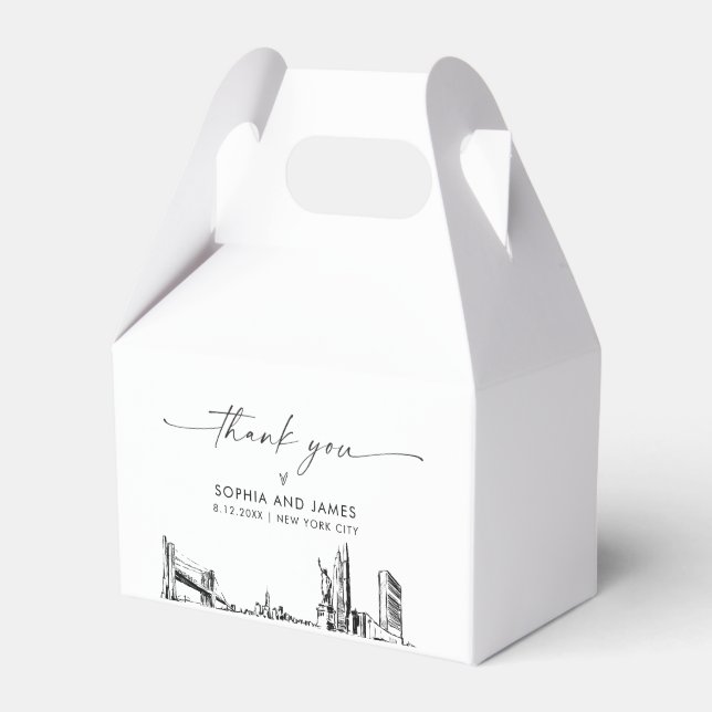 New York City Wedding Personalized Favor Box (Front Side)