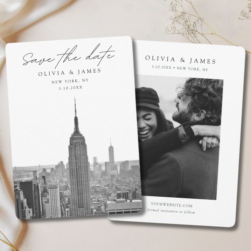 New York City Wedding Save the Date Black  White Invitation