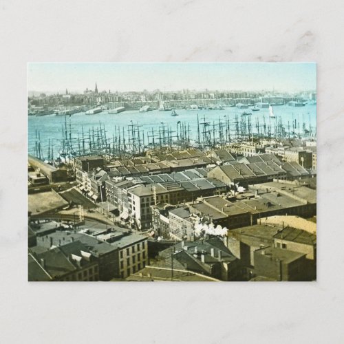 New York City Wharves 1875 Magic Lantern Slide Postcard