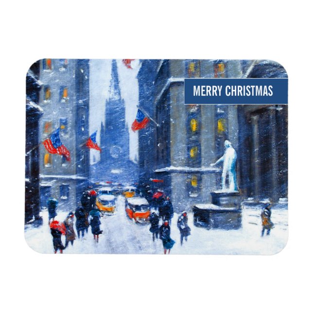 New York City.Winter. Fine Art Christmas Magnet (Horizontal)