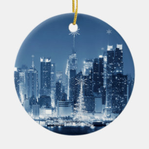 New-York City Winter Skyline Christmas Addition Ceramic Ornament