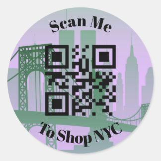 New York City With Scannable QR Code Classic Round Sticker