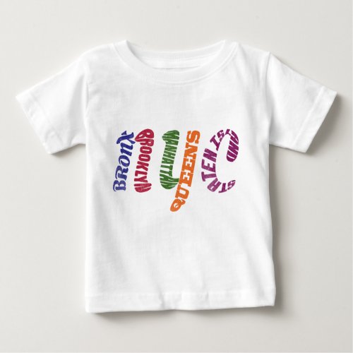 New York City Word Art NYC Initials Baby T_Shirt