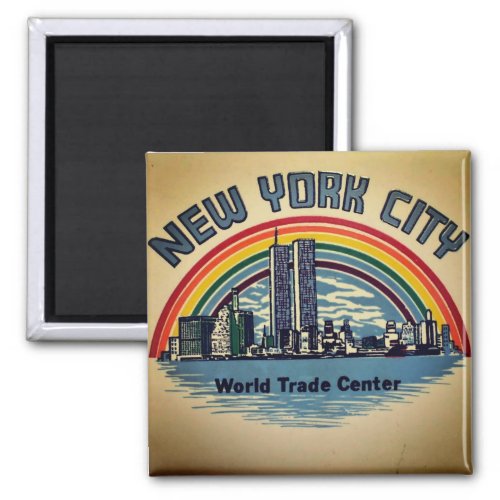 New York City World Trade Center Rainbow Vintage Magnet