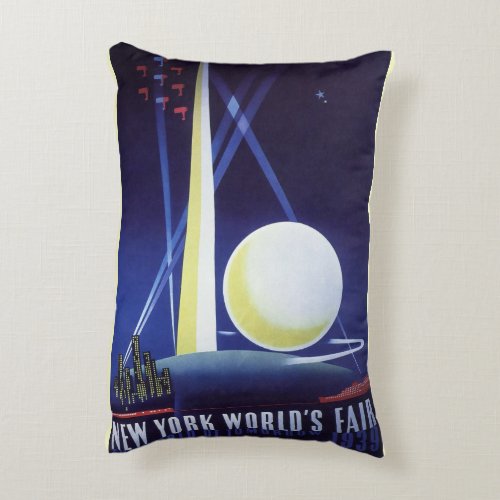 New York City Worlds Fair in 1939 Vintage Travel Accent Pillow